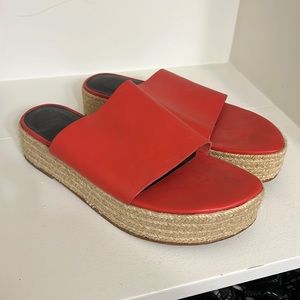 Tibi red leather espadrille mules, Sz 8